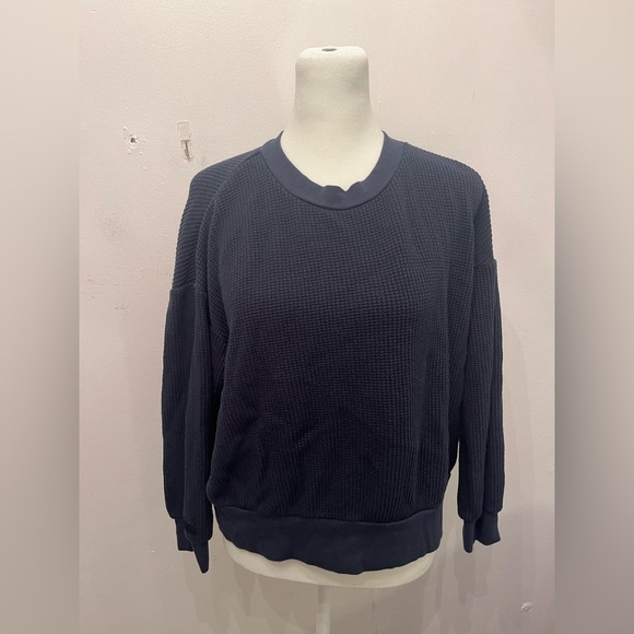 Set Active Waffle Knit Crop Top Navy Size Small - Picture 1 of 2